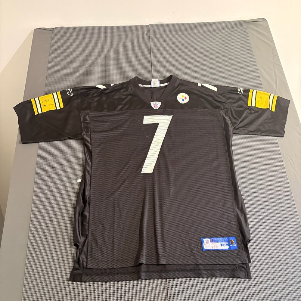Reebok NFL Pittsburgh Steelers Roethlisberger 7 Jersey Mens XL Black Mesh